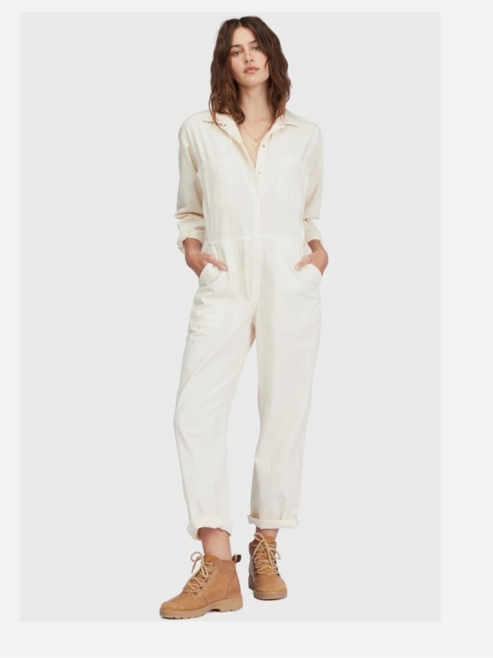 NWT BILLABONG Junior's Keepin' It Real Utility Jumpsuit in Antique White size 10